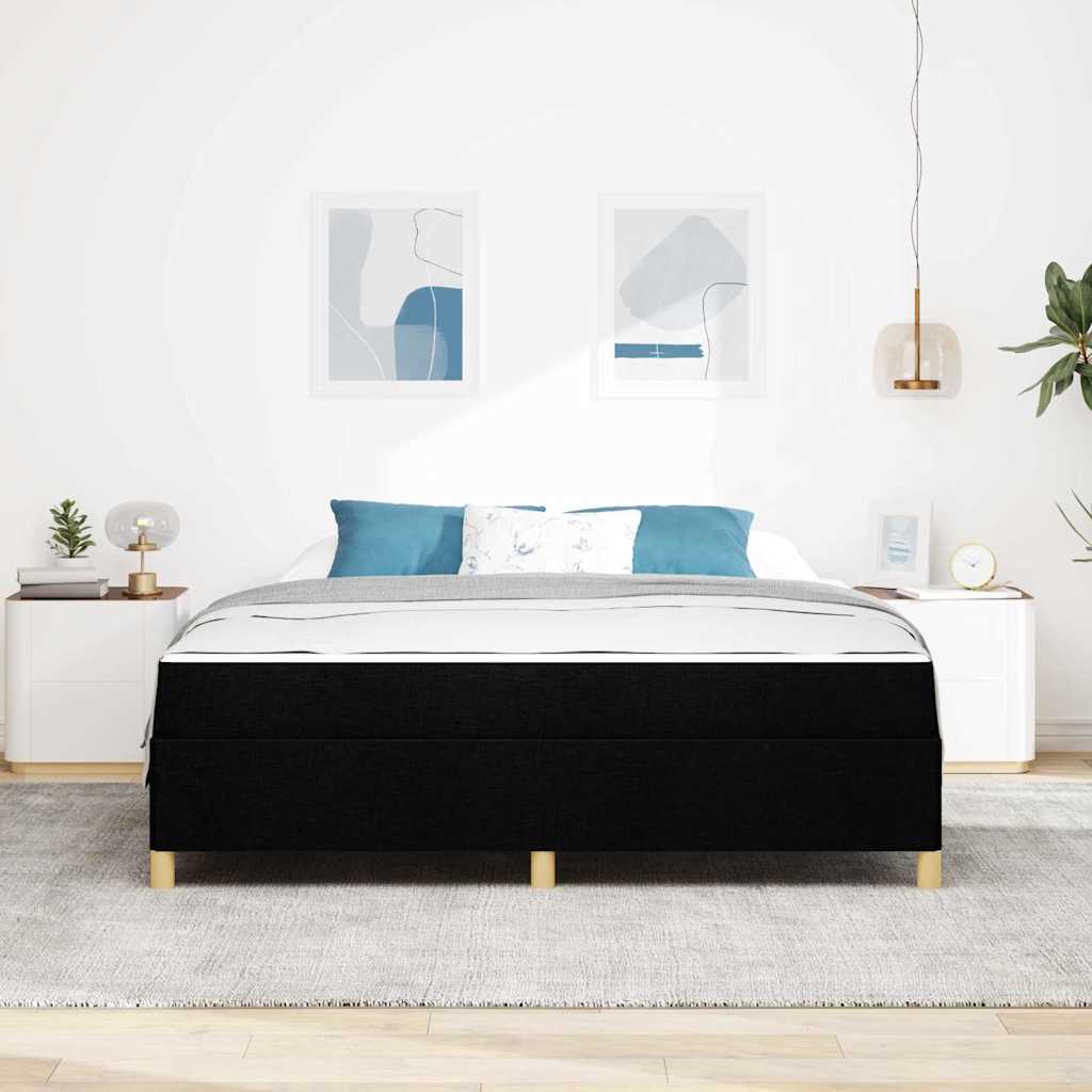 Boxspringbett Schwarz und Weiß und Schwarz 180 x 200 cm Stoff