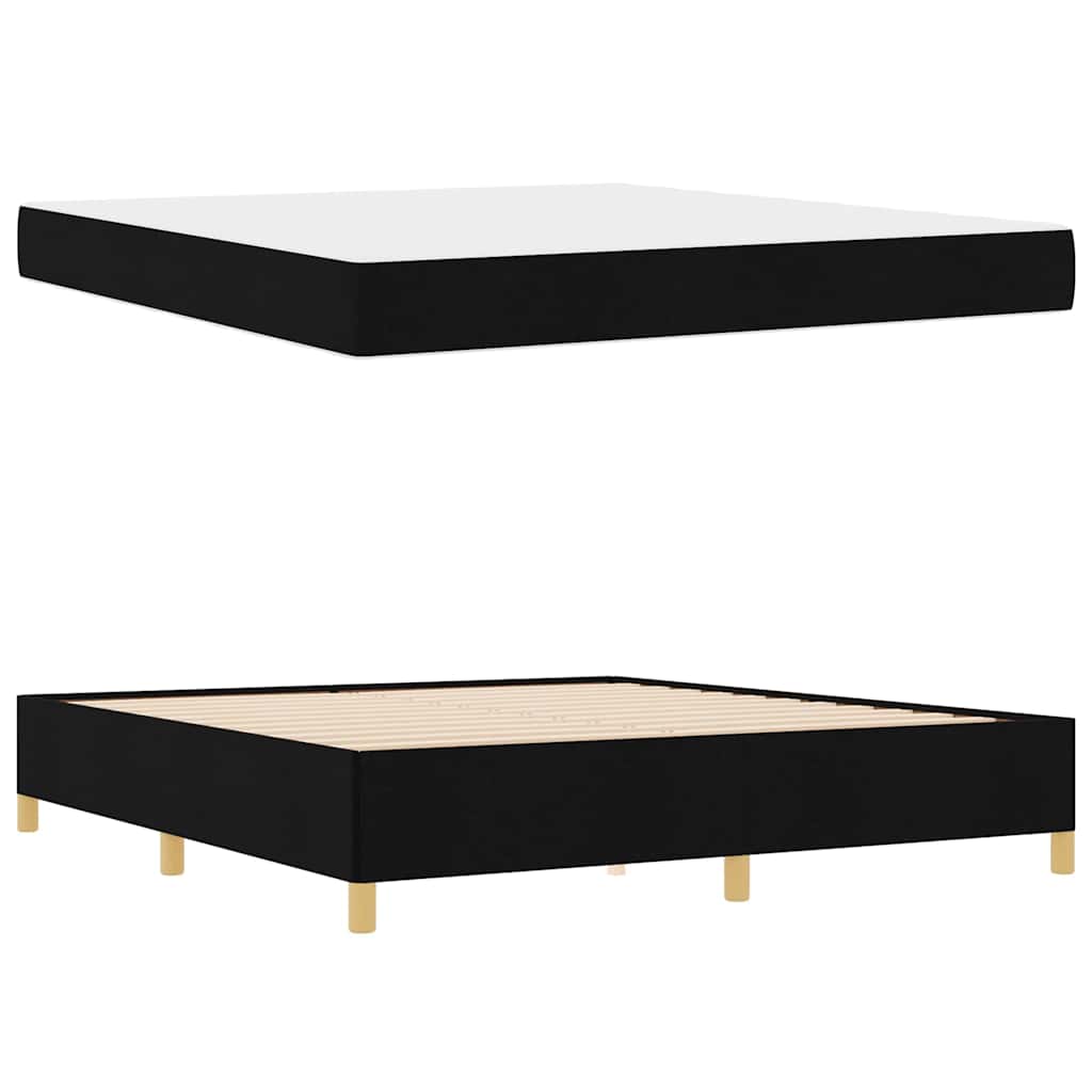 Boxspringbett Schwarz und Weiß und Schwarz 180 x 200 cm Stoff