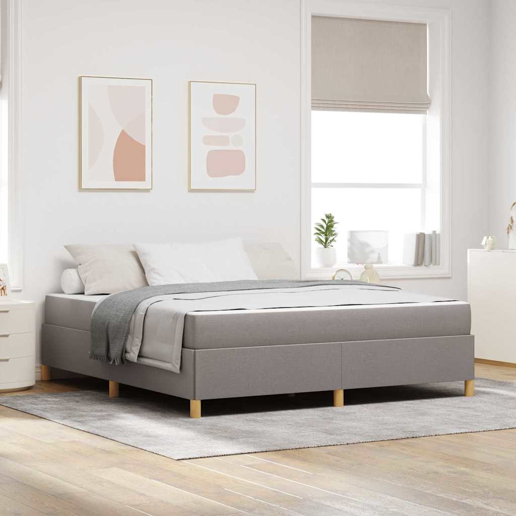 Boxspringbett mit Matratze Taupe und Weiß 180 x 200 cm Stoff