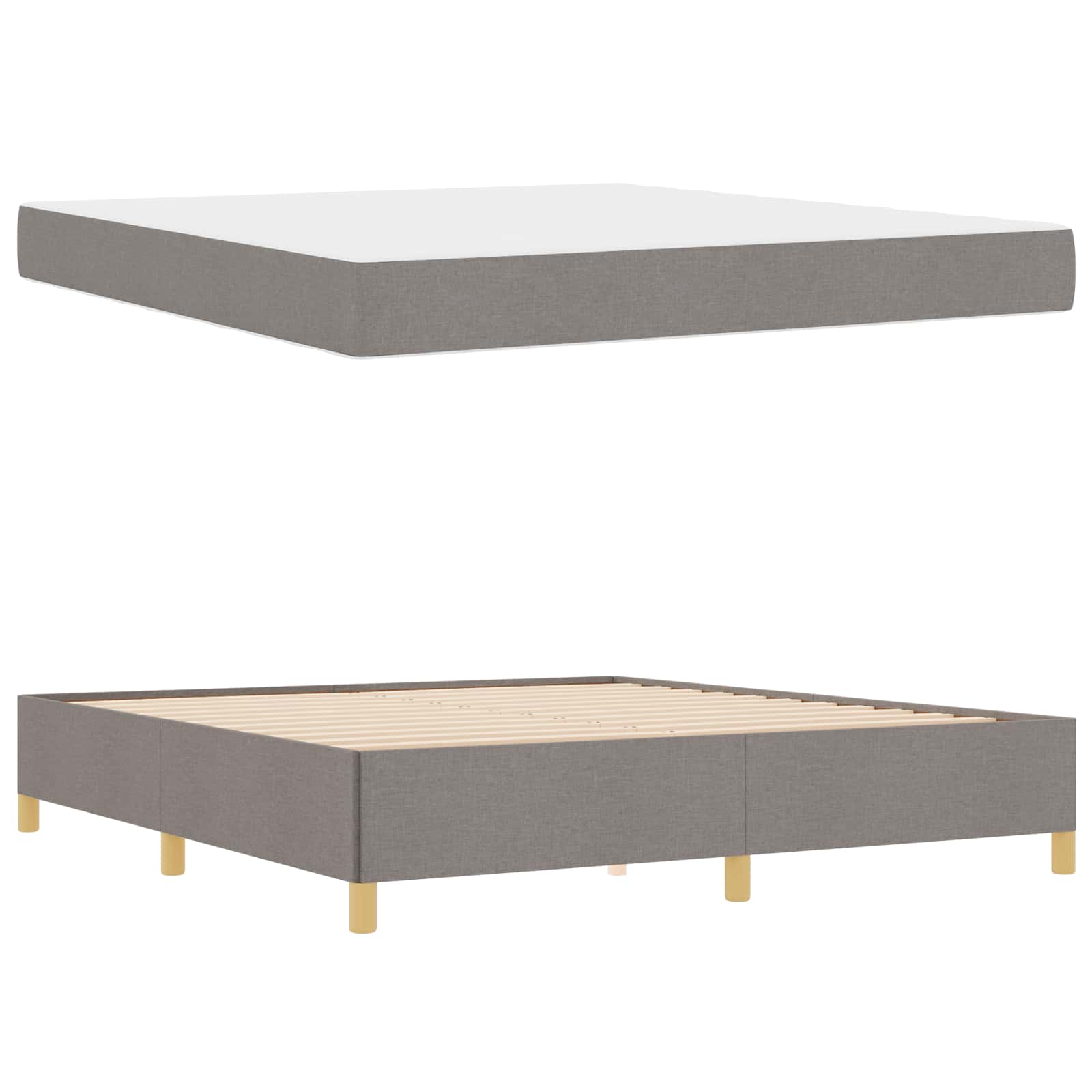 Bettrahmen mit Matratze Taupe 180 x 200 cm Stoff