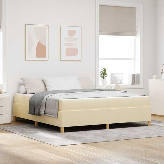 Boxspringbett Creme und Beige und Weiß 180 x 200 cm Stoff
