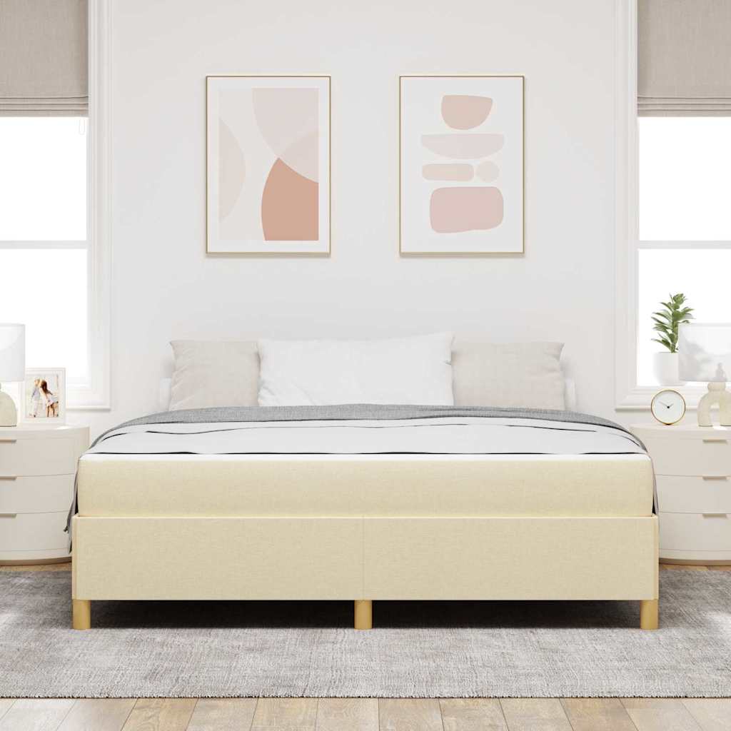 Boxspringbett Creme und Beige und Weiß 180 x 200 cm Stoff