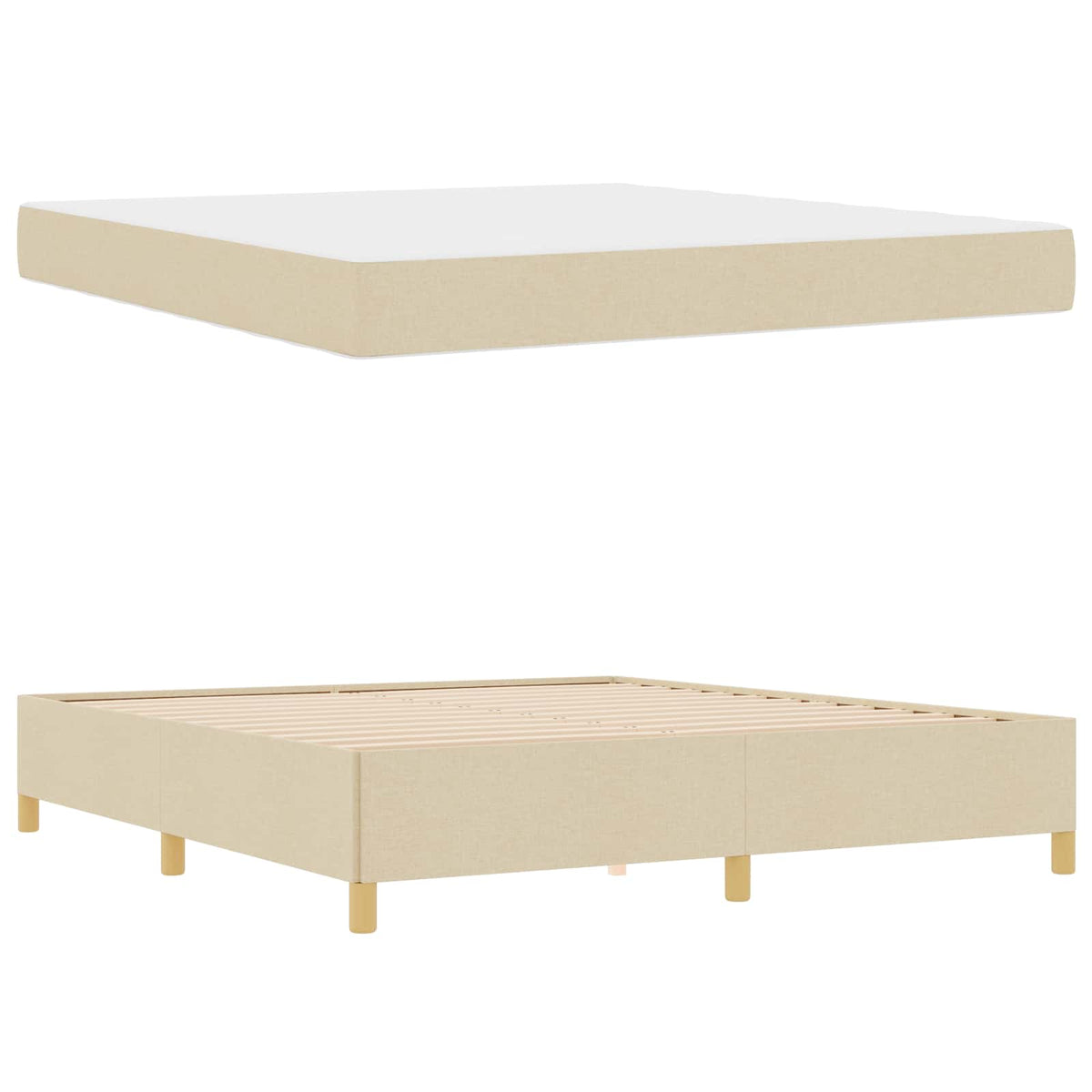 Bettrahmen Creme 180 x 200 cm Stoff