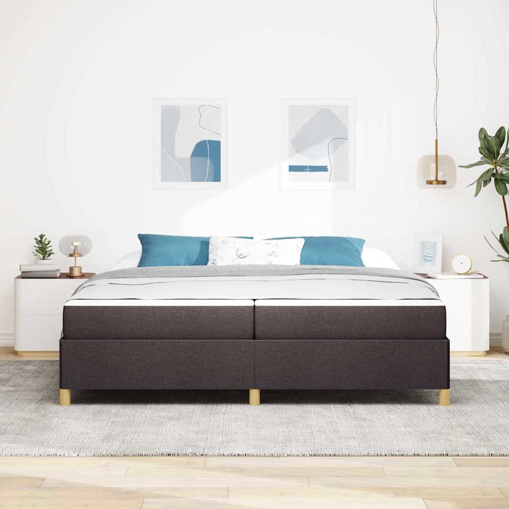 Boxspringbett Dunkelbraun und Weiß 200 x 200 cm Stoff