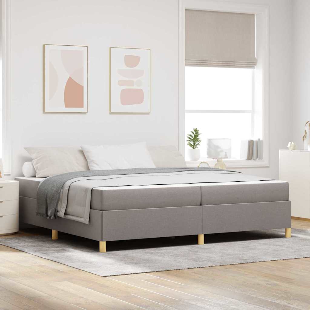 Boxspringbett mit Matratze Taupe und Weiß 200 x 200 cm Stoff