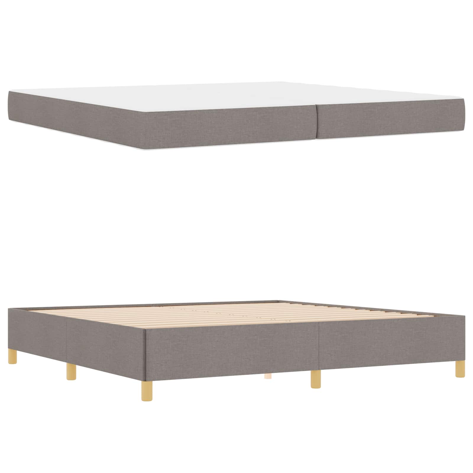 Bettrahmen mit Matratze Taupe 200 x 200 cm Stoff