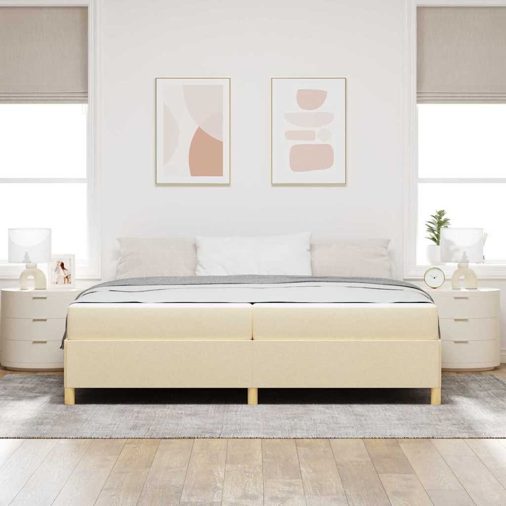 Boxspringbett mit Matratze Weiß und Creme 200 x 200 cm Stoff
