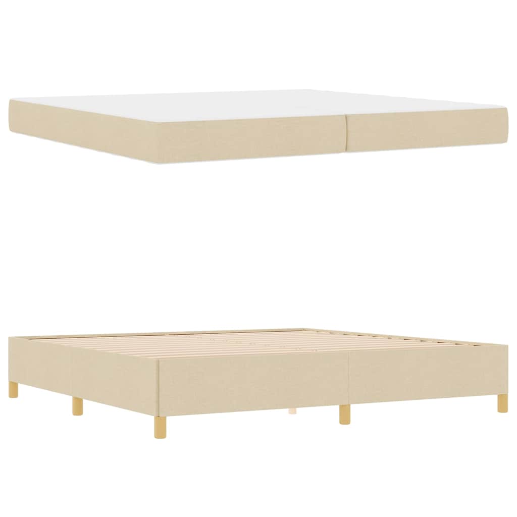 Boxspringbett mit Matratze Weiß und Creme 200 x 200 cm Stoff