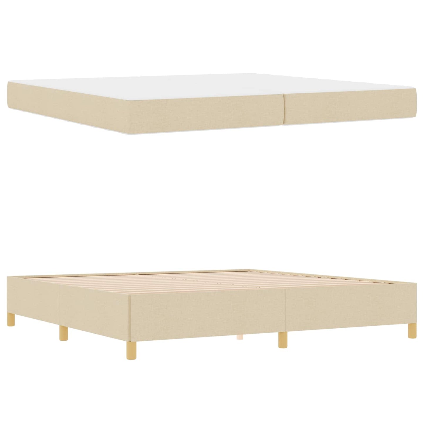 Bettrahmen mit Matratze Creme 200 x 200 cm Stoff