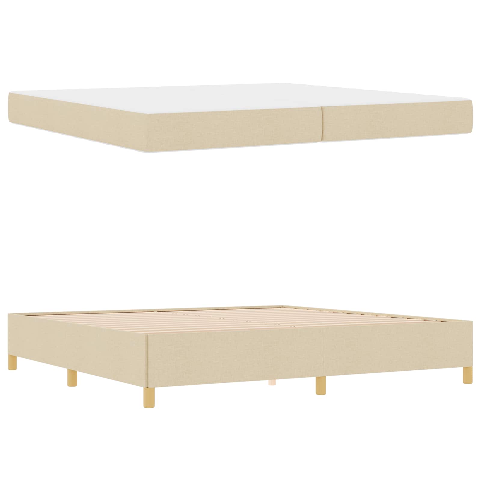 Bettrahmen mit Matratze Creme 200 x 200 cm Stoff