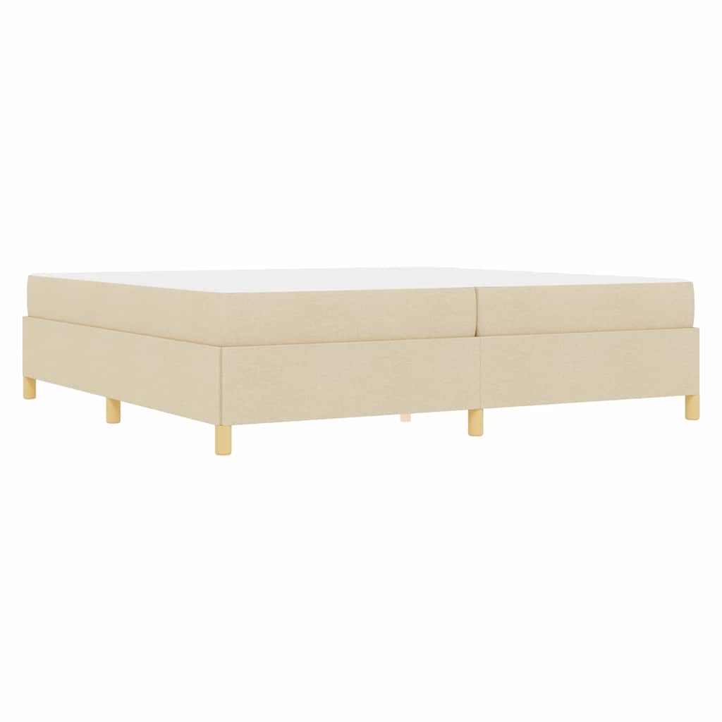 Boxspringbett mit Matratze Weiß und Creme 200 x 200 cm Stoff