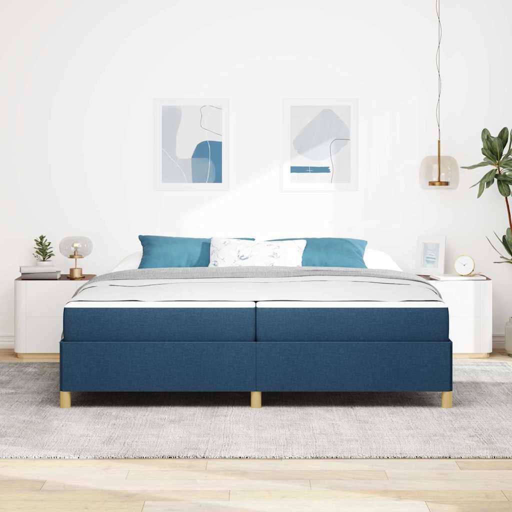 Boxspringbett Blau und Dunkelblau und Weiß 200 x 200 cm Stoff