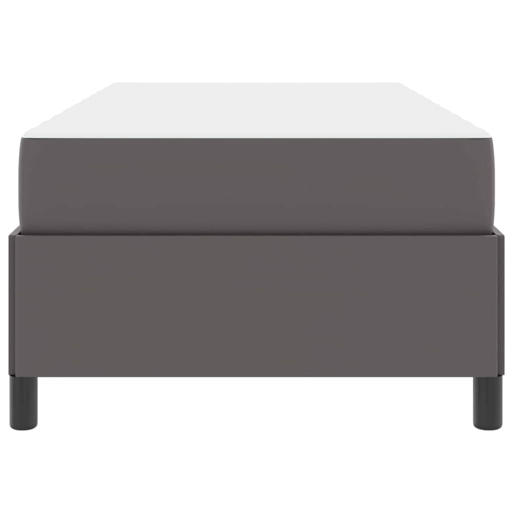 Bettgestell mit Matratze Grau 90 x 200 cm Kunstleder