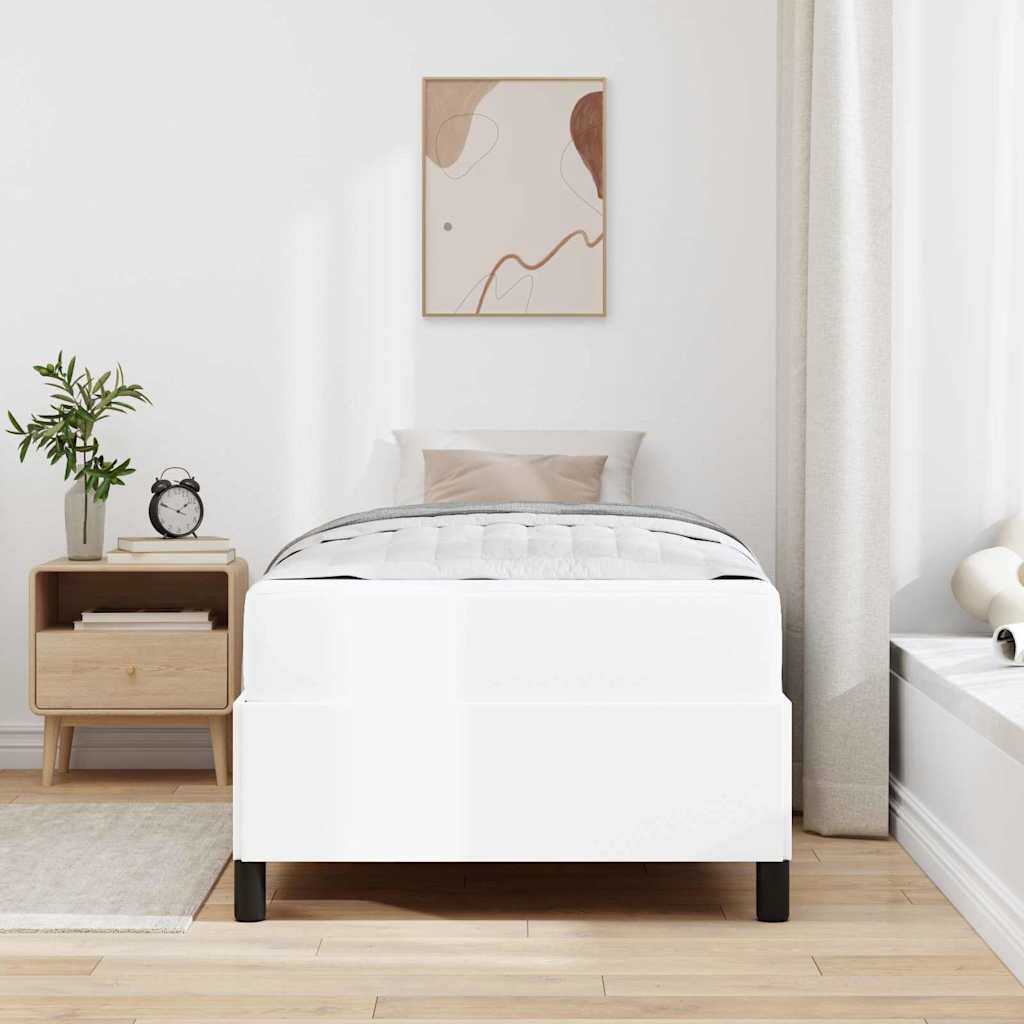 Bettgestell mit Matratze Weiß 100 x 200 cm Kunstleder