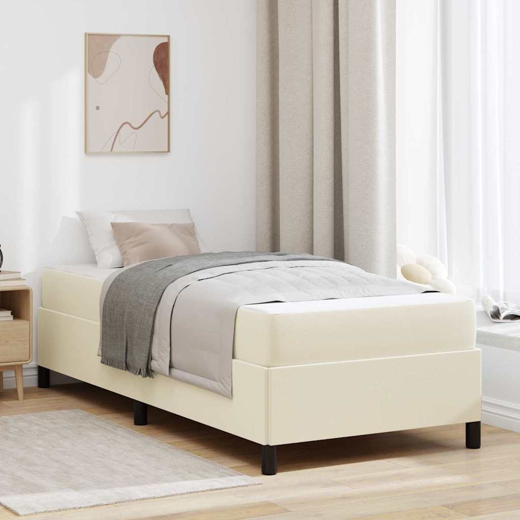 Bettgestell mit Matratze Creme 100 x 200 cm Kunstleder