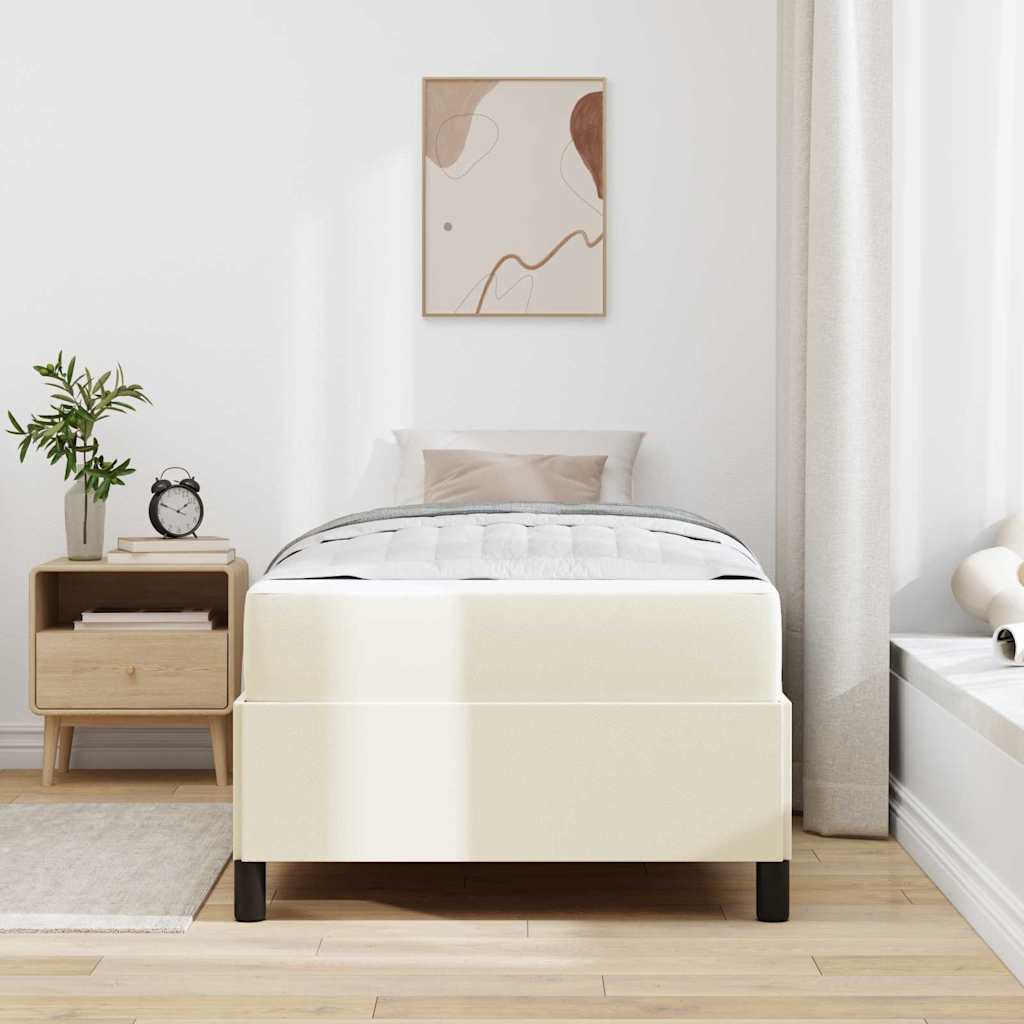 Bettgestell mit Matratze Creme 100 x 200 cm Kunstleder