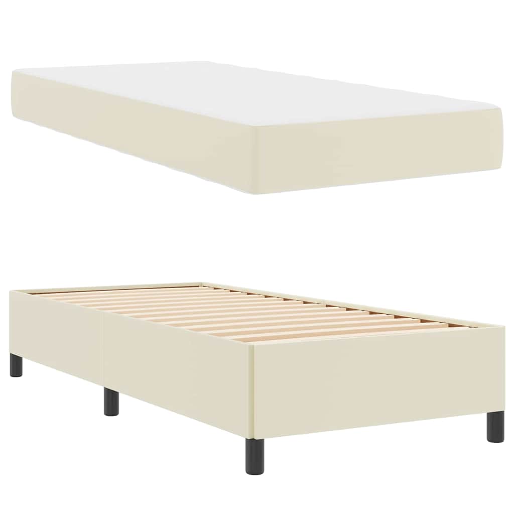 Bettgestell mit Matratze Creme 100 x 200 cm Kunstleder