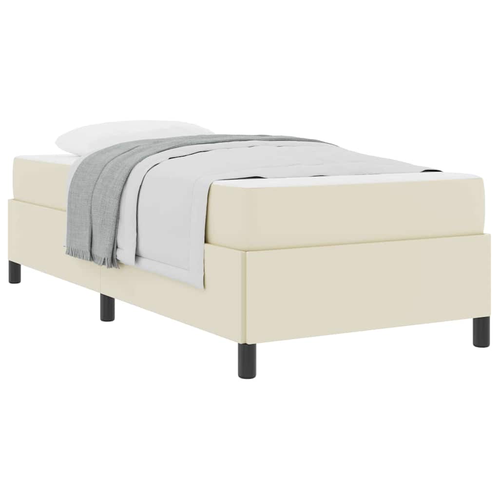 Bettgestell mit Matratze Creme 100 x 200 cm Kunstleder