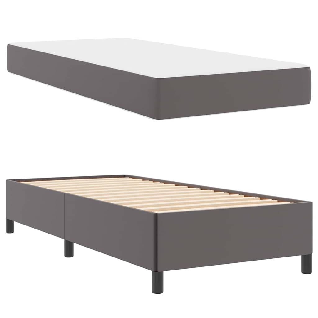 Bettgestell mit Matratze Grau 100 x 200 cm Kunstleder