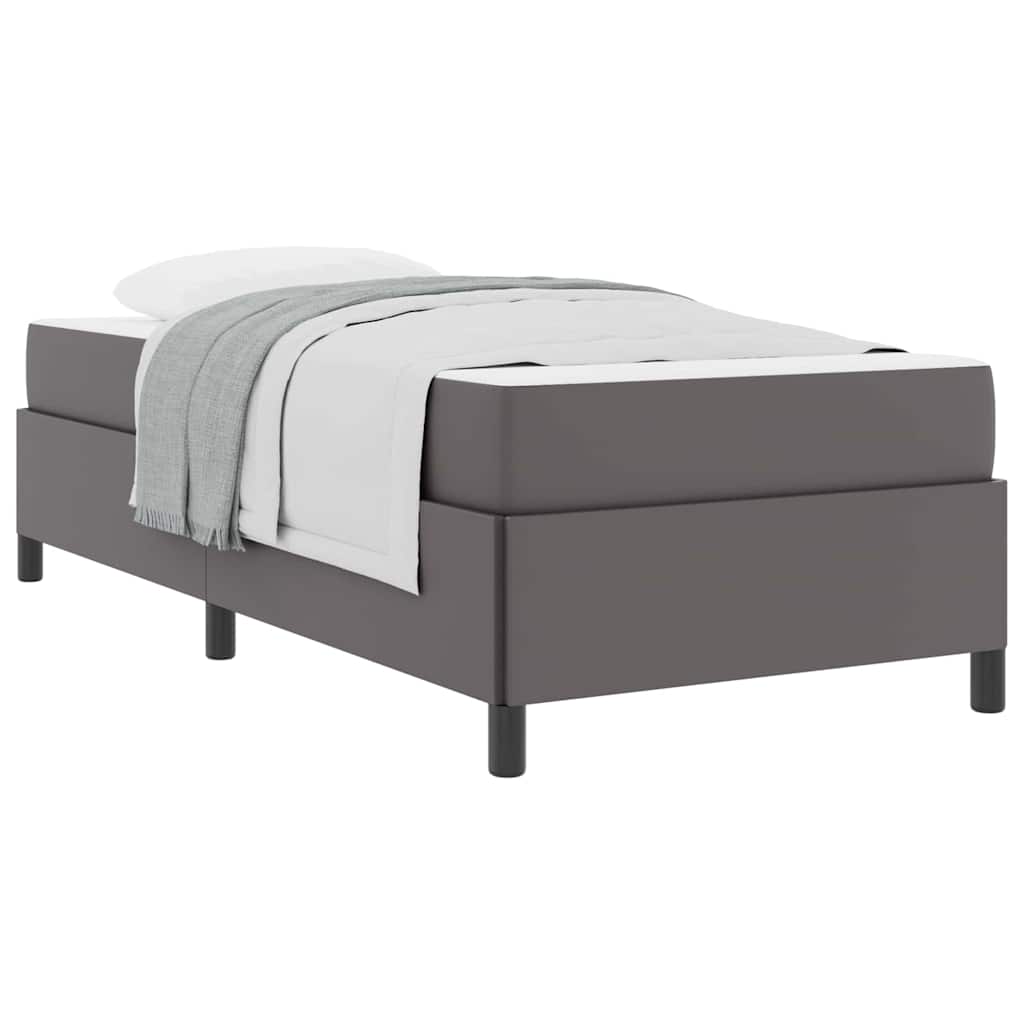 Bettgestell mit Matratze Grau 100 x 200 cm Kunstleder