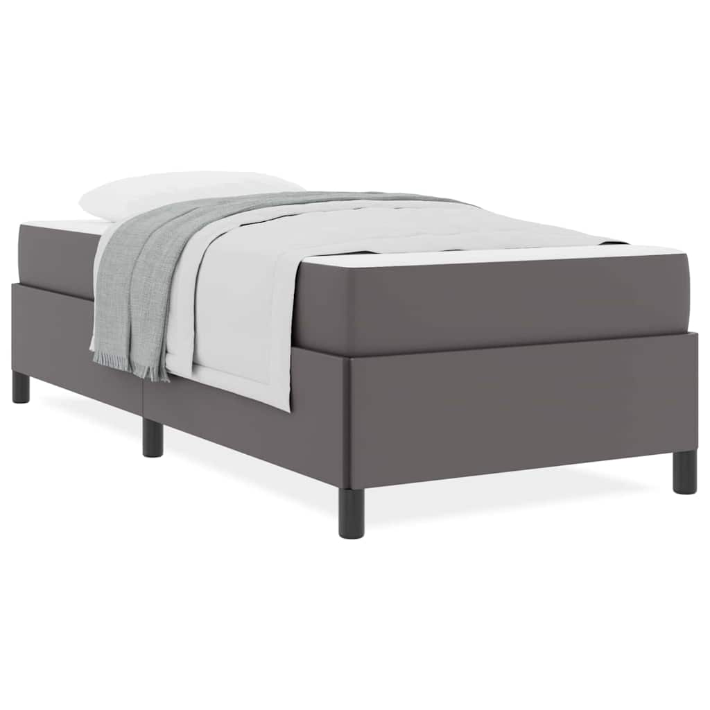 Bettgestell mit Matratze Grau 100 x 200 cm Kunstleder
