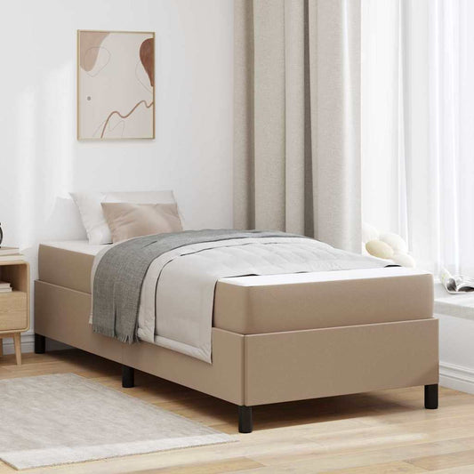 Bettgestell mit Matratze Cappuccino 100 x 200 cm Kunstleder