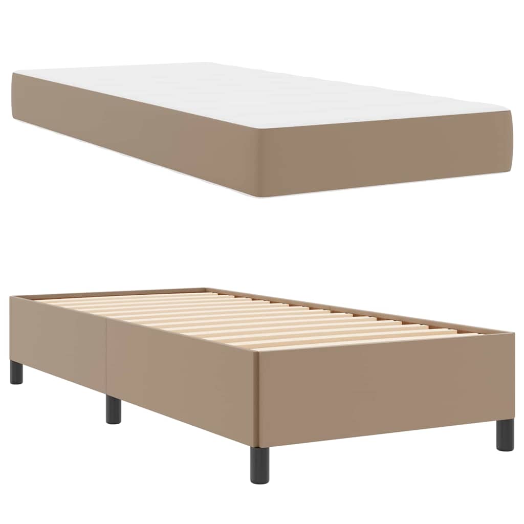 Bettgestell mit Matratze Cappuccino 100 x 200 cm Kunstleder