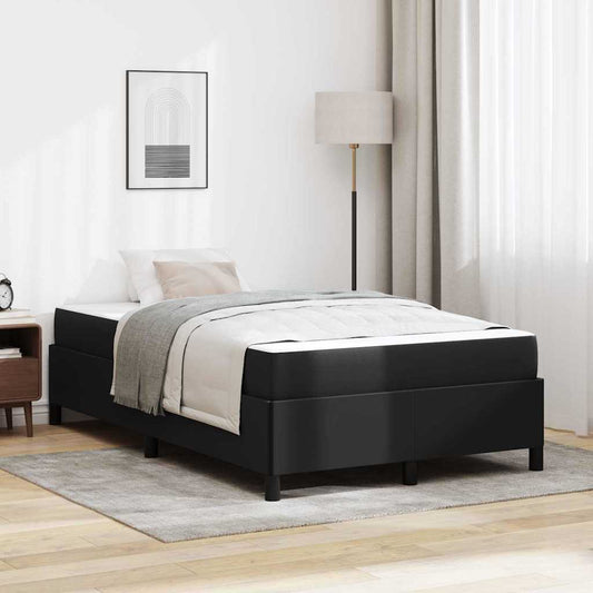 Bettgestell mit Matratze Schwarz 120 x 190 cm Kunstleder
