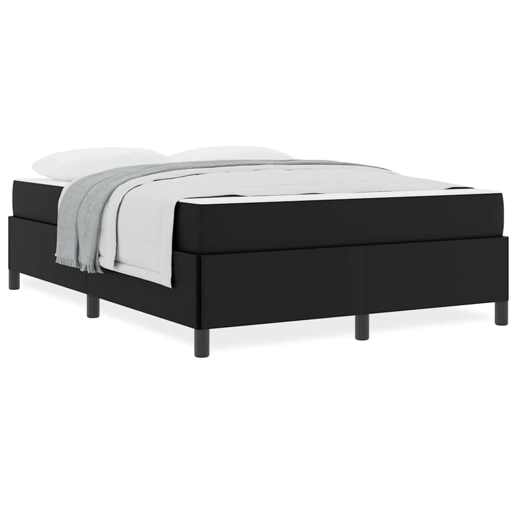 Bettgestell mit Matratze Schwarz 140 x 190 cm Kunstleder