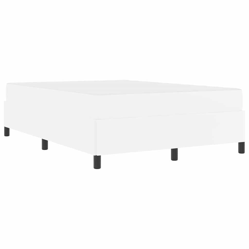 Bettgestell mit Matratze Weiß 140 x 190 cm Kunstleder