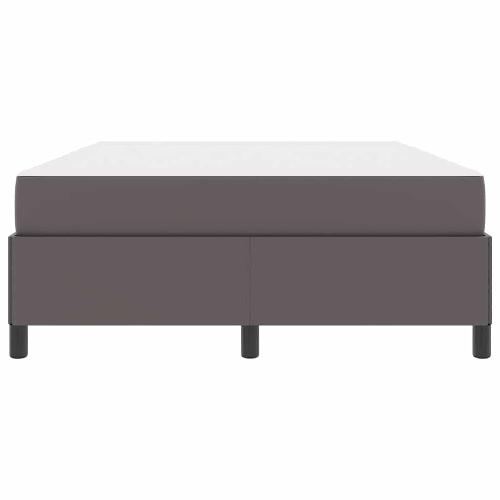 Bettgestell mit Matratze Grau 140 x 190 cm Kunstleder