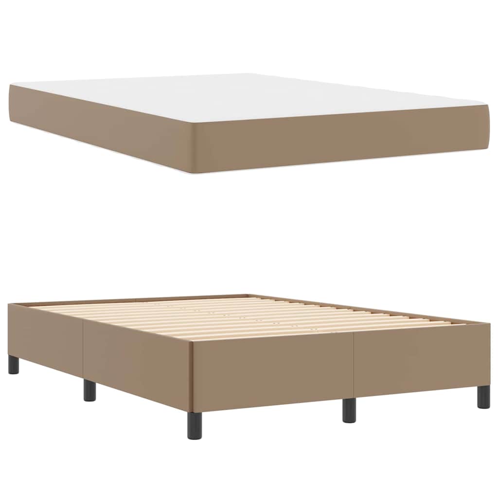 Bettgestell mit Matratze Cappuccino 140 x 190 cm Kunstleder