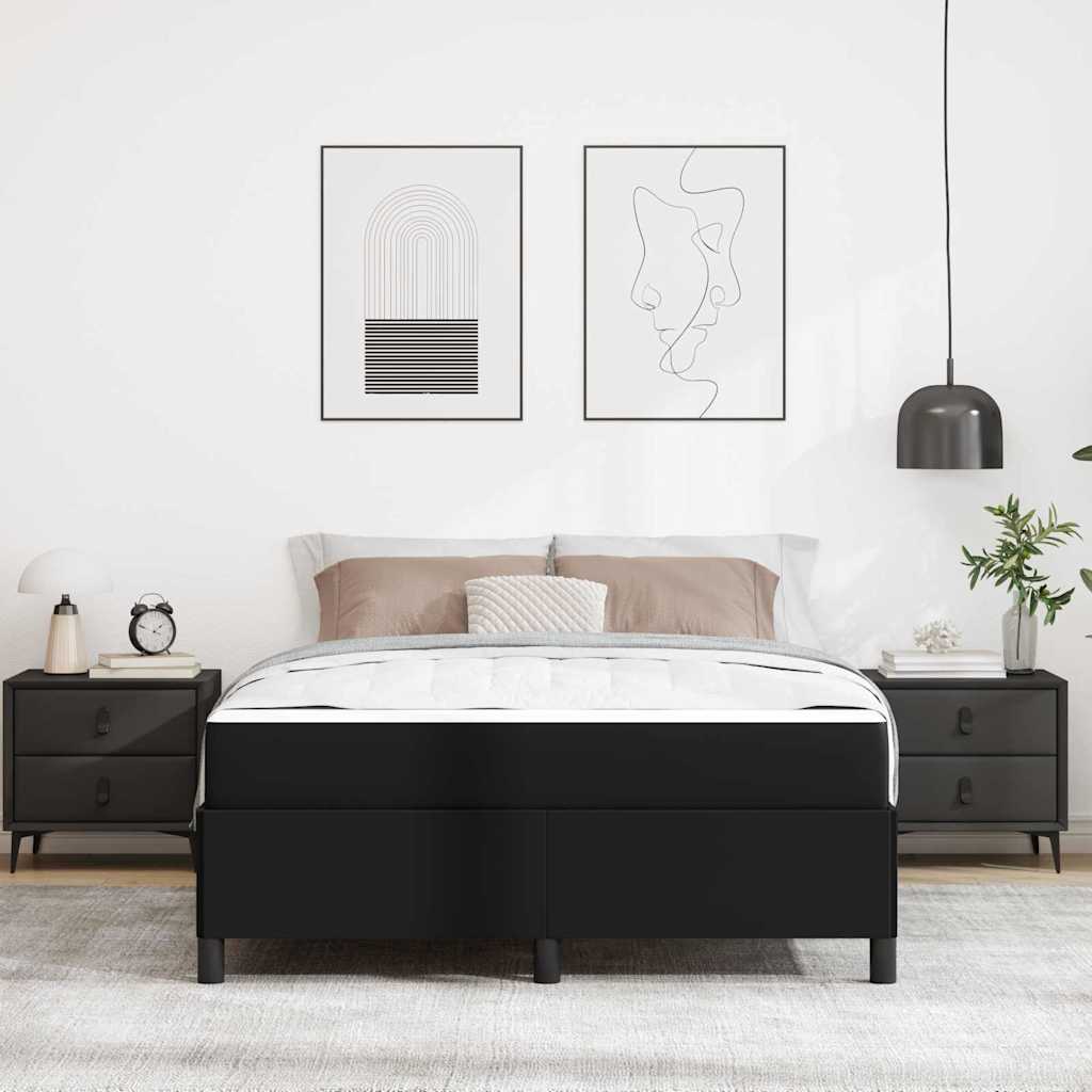 Bettgestell mit Matratze Schwarz 140 x 200 cm Kunstleder