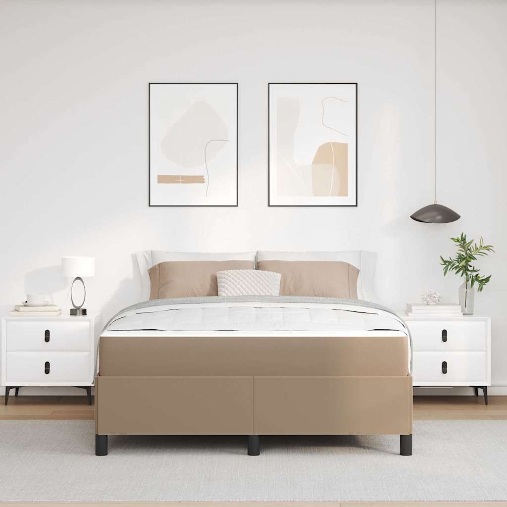 Bettgestell mit Matratze Cappuccino 140 x 200 cm Kunstleder