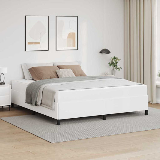 Bettgestell mit Matratze Weiß 180 x 200 cm Kunstleder