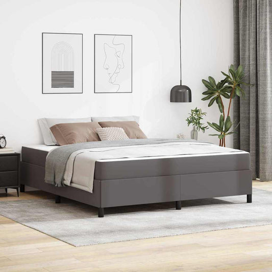 Bettgestell mit Matratze Grau 180 x 200 cm Kunstleder