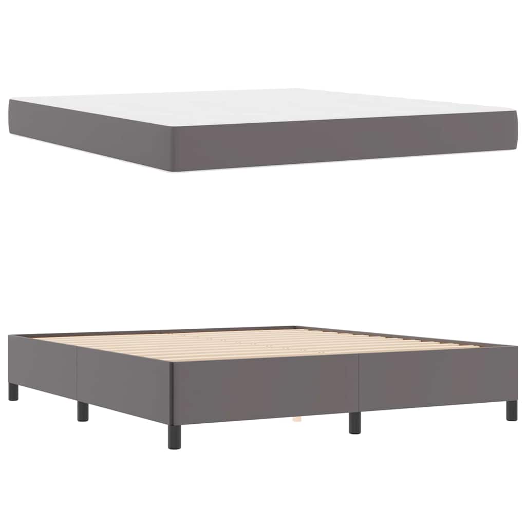 Bettgestell mit Matratze Grau 180 x 200 cm Kunstleder