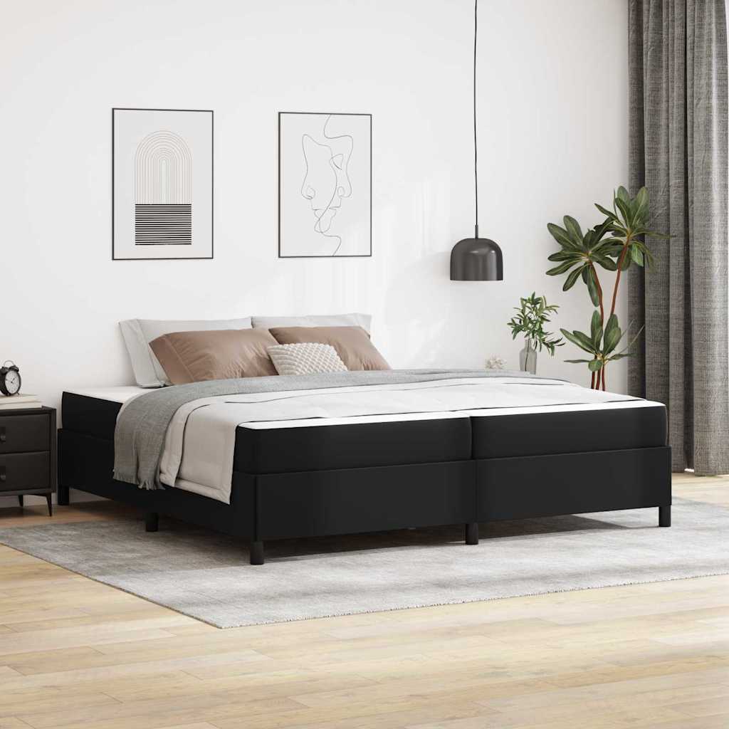 Bettgestell mit Matratze Schwarz 200 x 200 cm Kunstleder