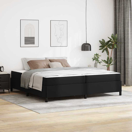 Bettgestell mit Matratze Schwarz 200 x 200 cm Kunstleder