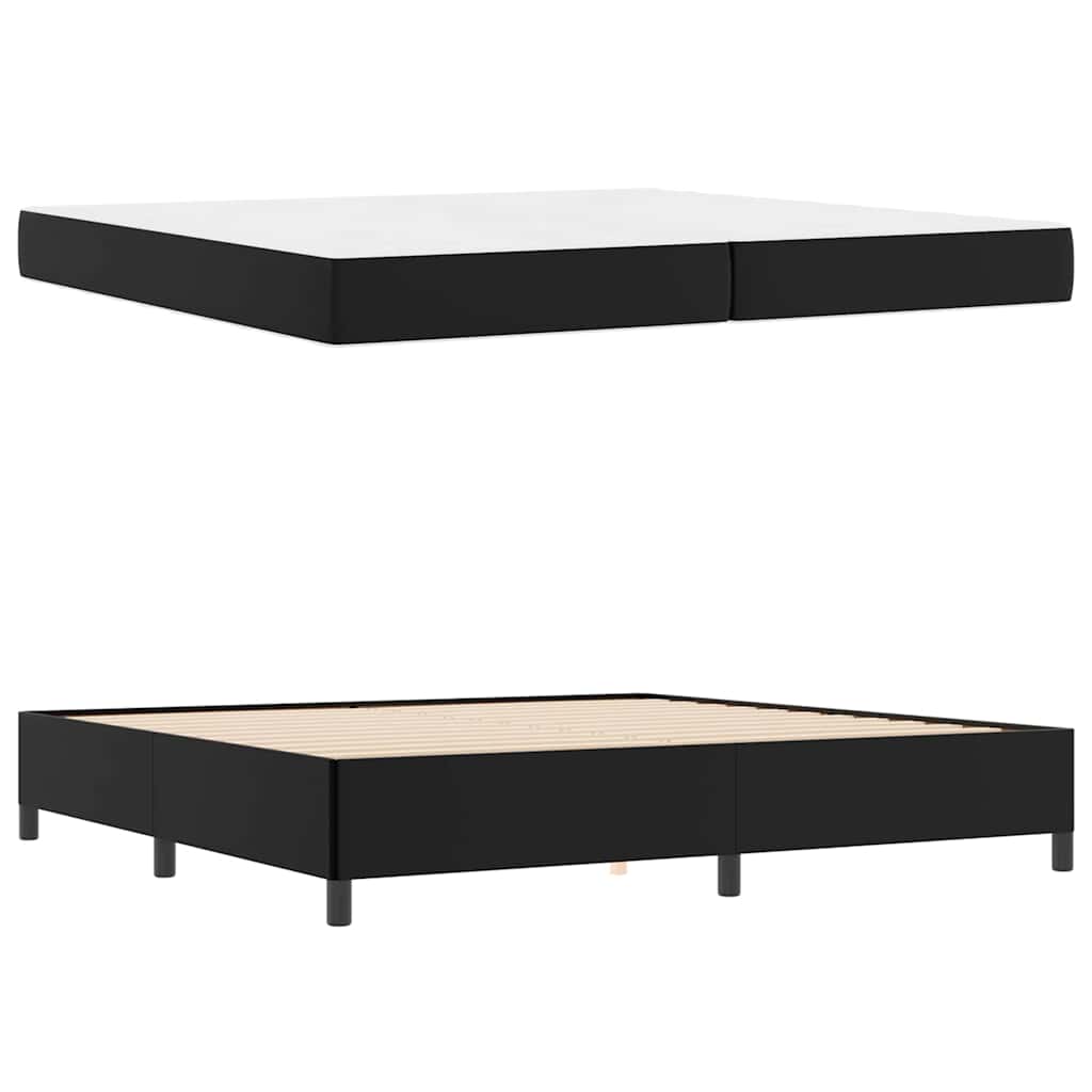 Bettgestell mit Matratze Schwarz 200 x 200 cm Kunstleder