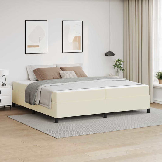 Bettgestell mit Matratze Creme 200 x 200 cm Kunstleder