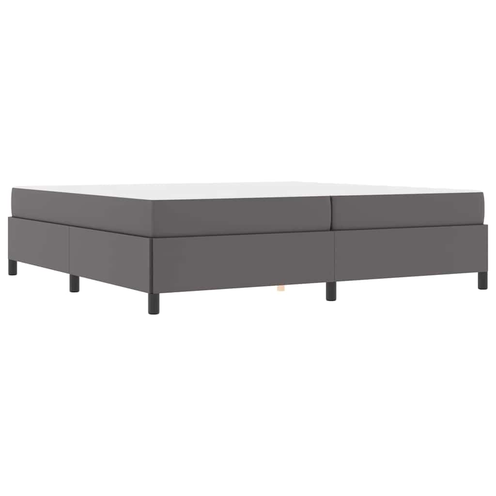 Bettgestell mit Matratze Grau 200 x 200 cm Kunstleder
