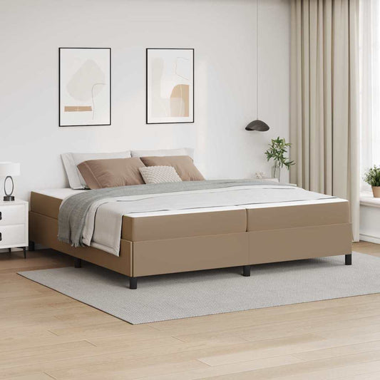 Bettgestell mit Matratze Cappuccino 200 x 200 cm Kunstleder