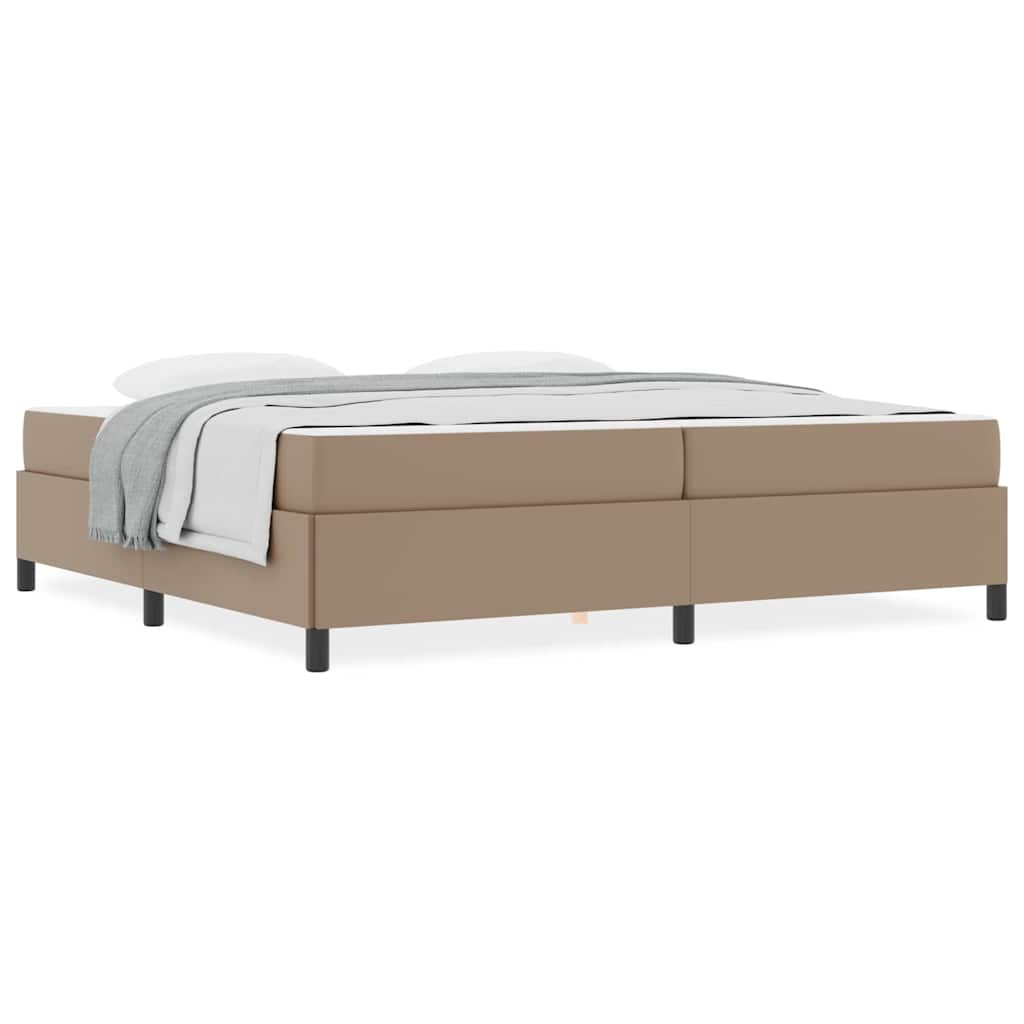 Bettgestell mit Matratze Cappuccino 200 x 200 cm Kunstleder