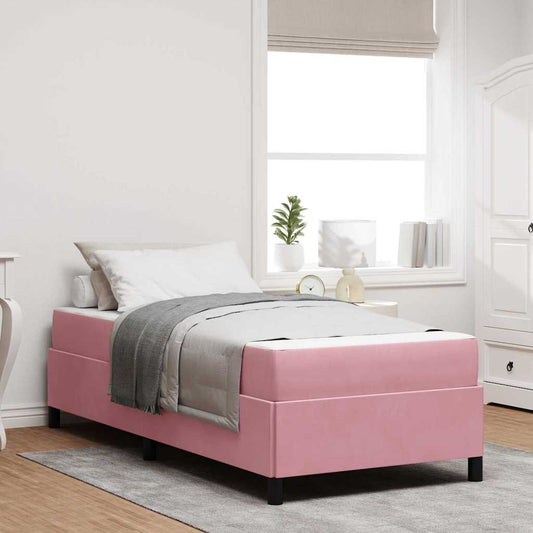 Bettgestell mit Matratze Rosa und Weiß 100 x 200 cm Samt