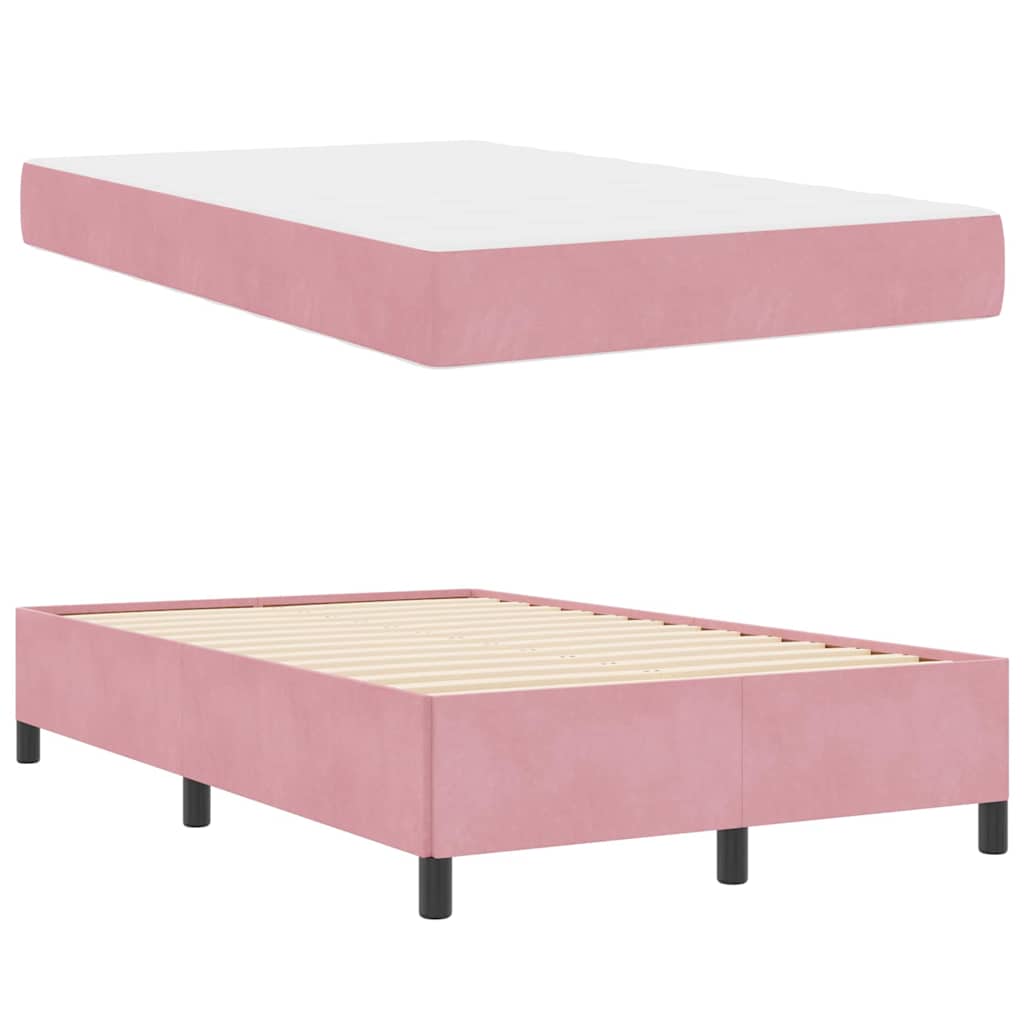 Bettgestell mit Matratze Rosa und Weiß 120 x 190 cm Samt