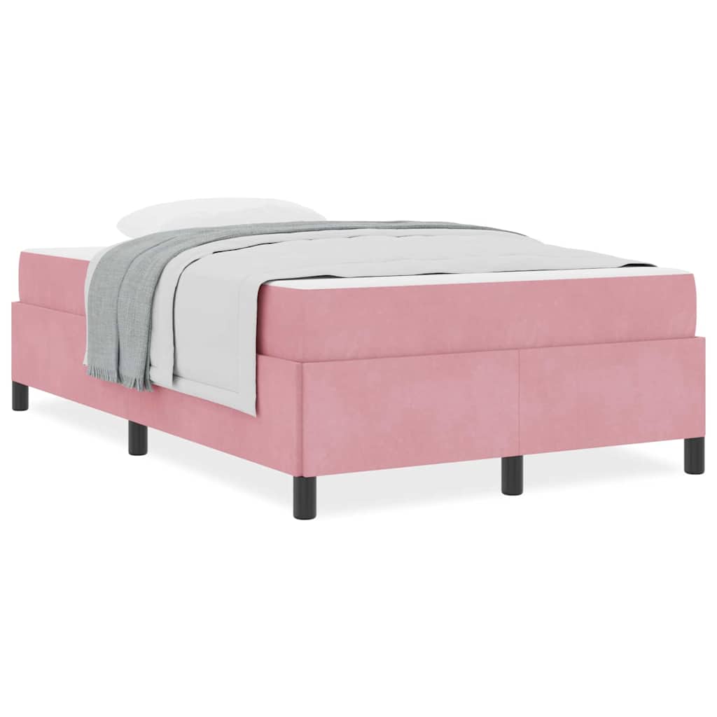 Bettgestell mit Matratze Rosa und Weiß 120 x 190 cm Samt