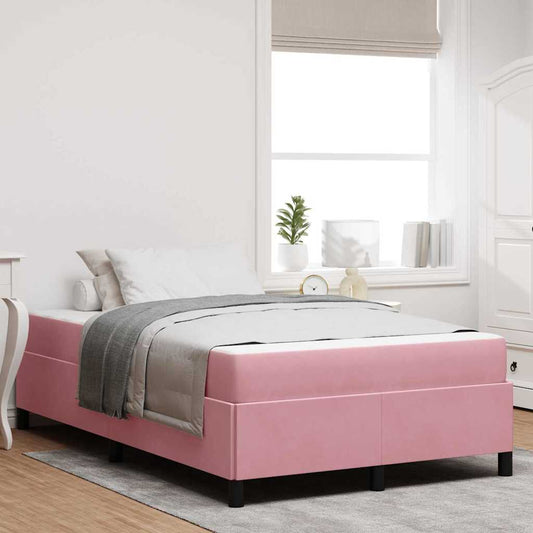 Bettgestell mit Matratze Rosa und Weiß 120 x 200 cm Samt