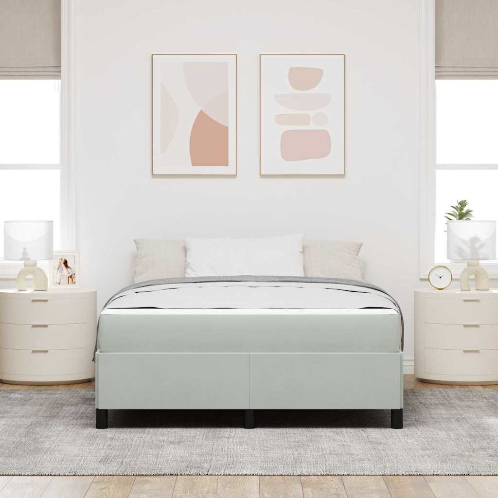 Bettrahmen mit Matratze Hellgrau 140 x 190 cm Stoff