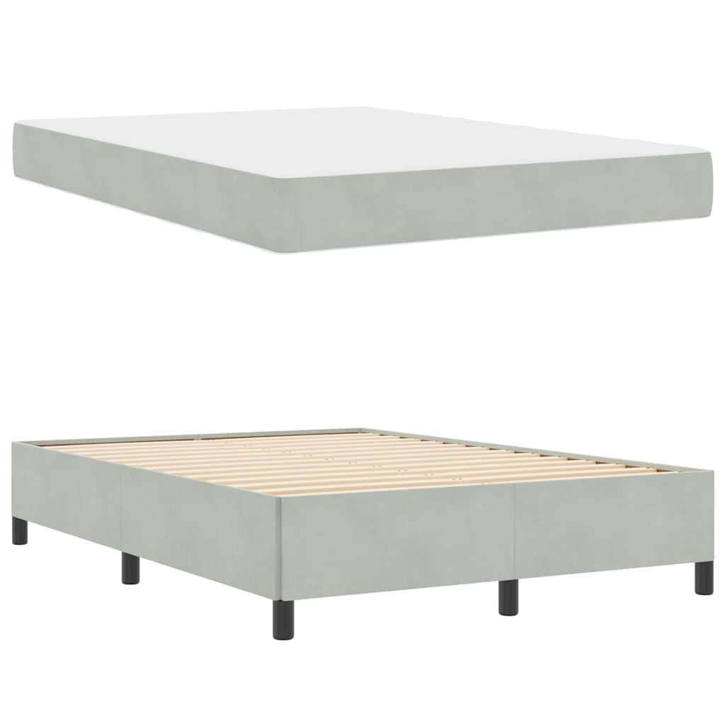 Bettgestell mit Matratze Hellgrau und Grau 140 x 190 cm Samt
